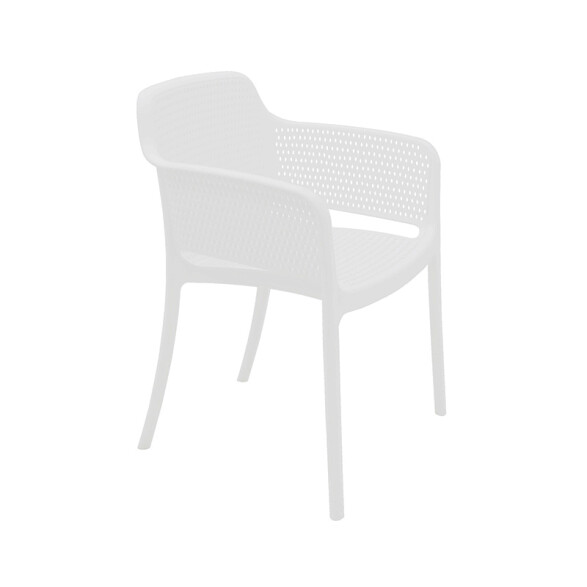 Silla apilable blanca "GABRIELA" con posabrazos -TRAMONTINA TD0660
