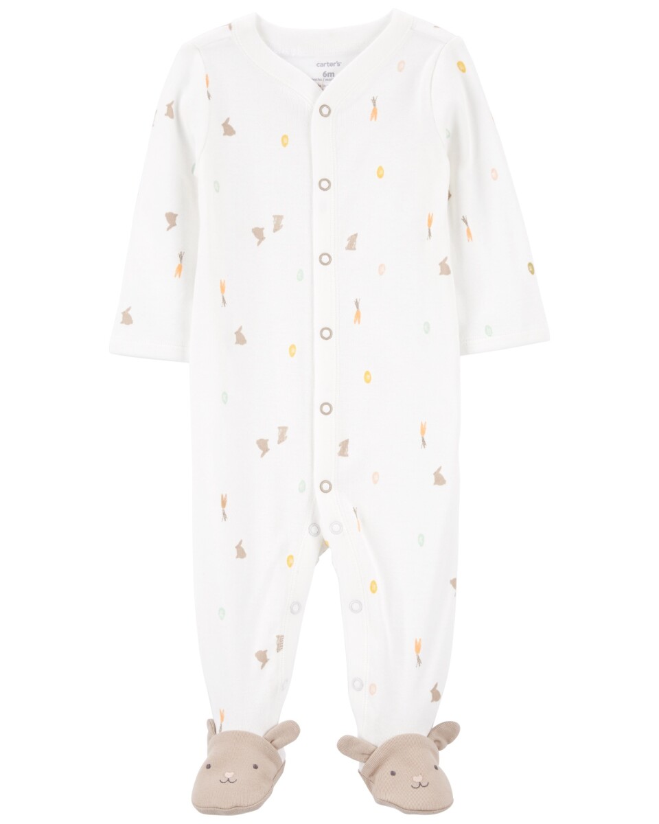 Pijama una pieza de algodón con pie diseño conejos 