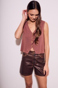 Short Cuero Vegano Marron