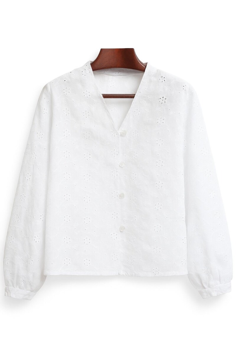 Blusa de Lino Bordado - Blanco 