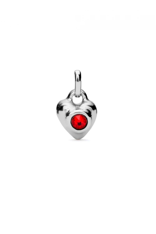 CHARM DE ALEACIÓN DE METALES BAÑADOS EN PLATA DE LEY CON CRISTAL ROJO Charm