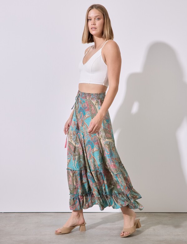 Falda Maxi Print MULTI/VERDE