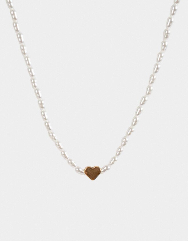 Collares Cortos Corazón Collar Corto Con Perlas - Dorado