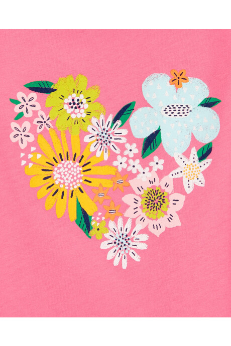 Remera de algodón, con lazo, estampa floral. Talles 12-24M Sin color
