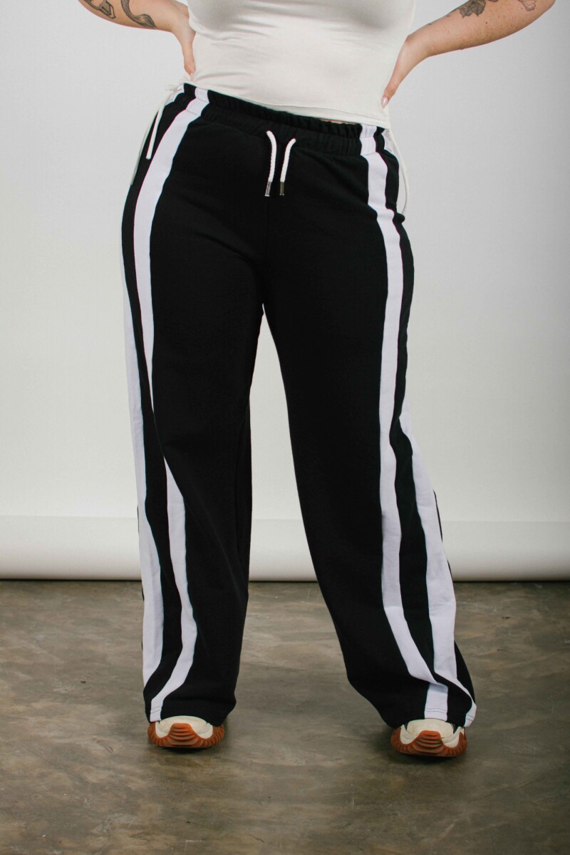 Pantalón Maca con franjas Negro