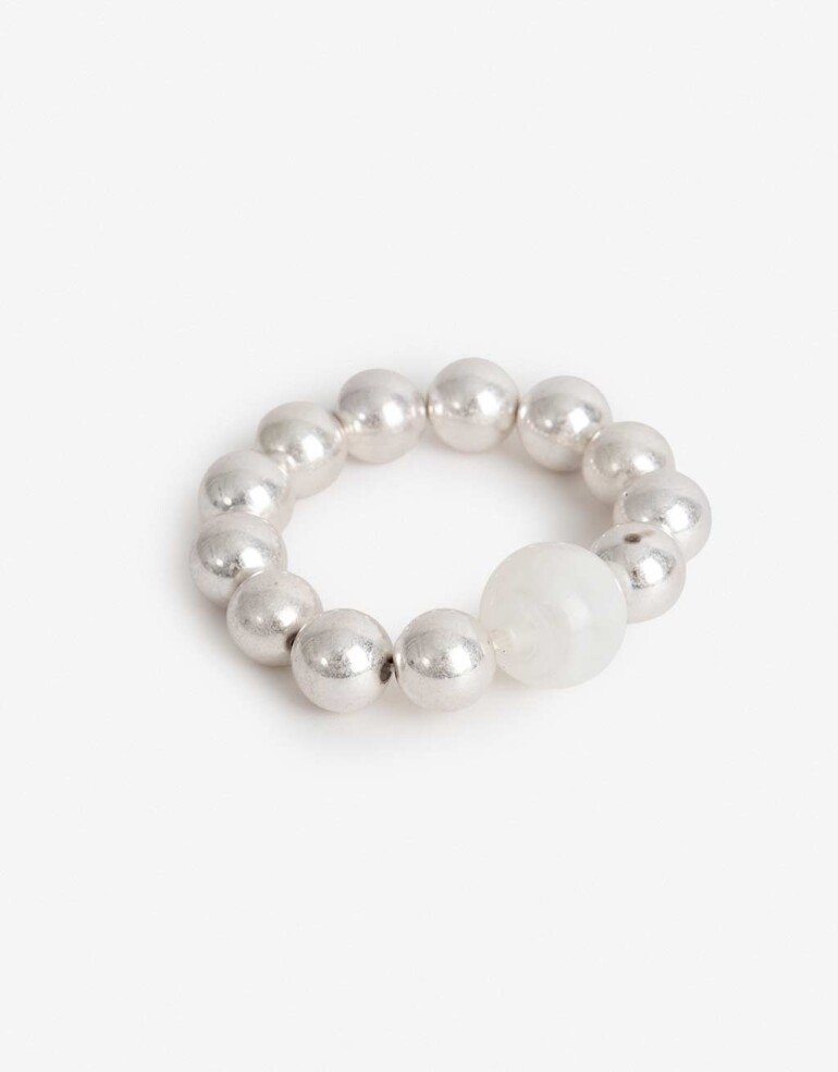 Pulseras Elásticas Acrilico Pulsera Elástica Metal Y Resina - Plateado Plata Cepillada Mate