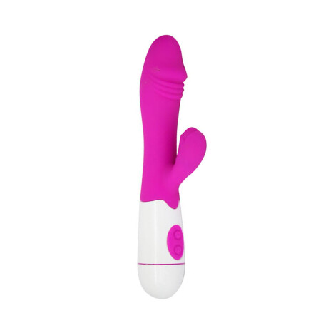 Vibrador Con Doble Estímulo Desing A Pila Fucsia