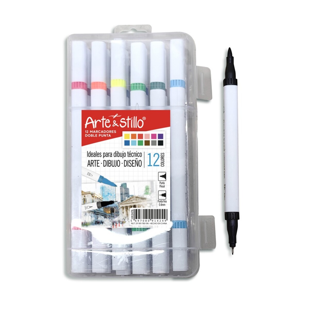 Pack X12 Marcadores Arte Stillo Doble Punta 
