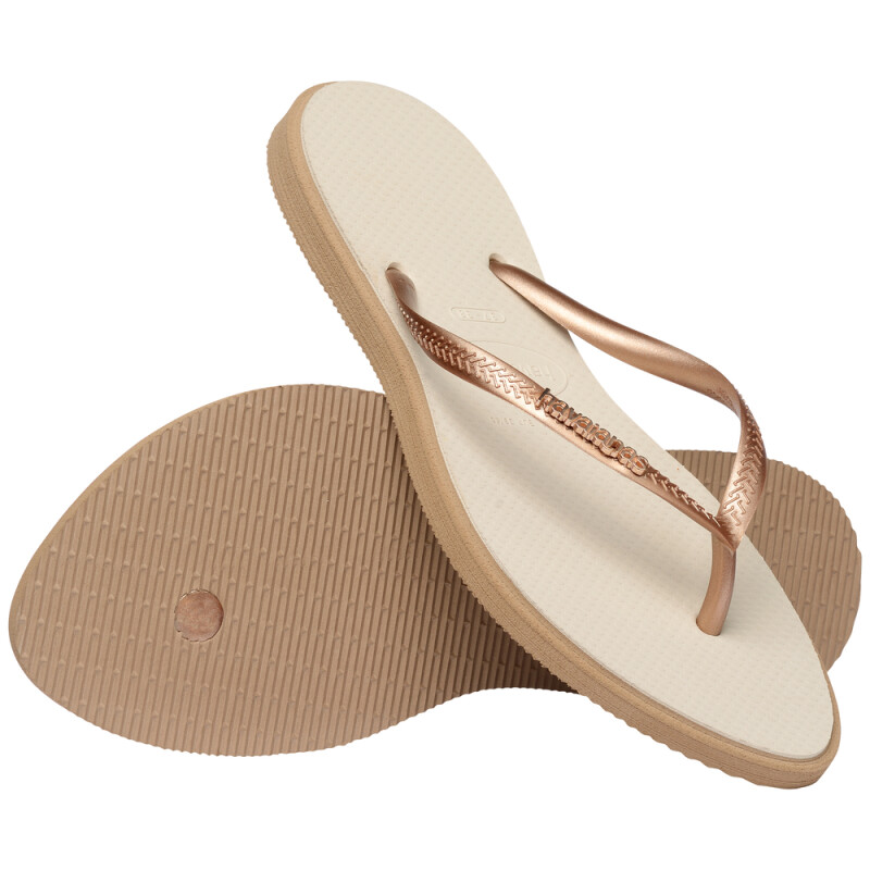 Sandalias Havaianas Slim Point FC Mujer Rose Gold/beige Paja