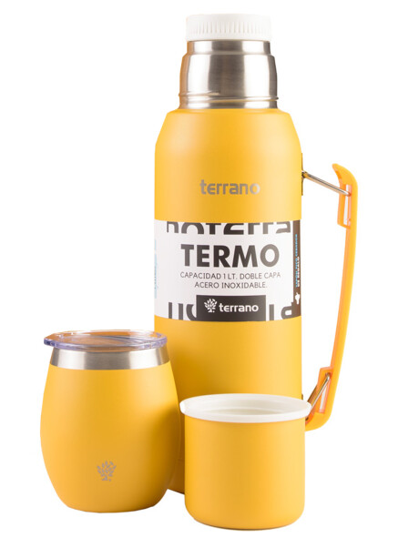 Set Acero 1Lt. Mate con Tapa Mostaza