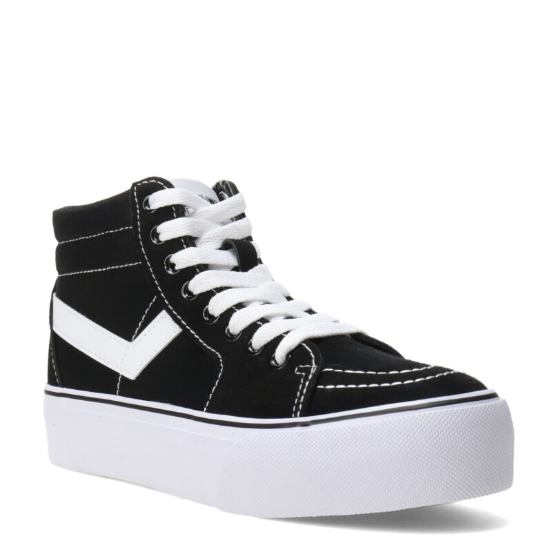 Bota Unisex PONY Plataforma Casual Lona Negro - Blanco