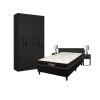 COMBO DORMITORIO - 1 PLAZA Y MEDIA CON SOMMIER DORADO 100% ESPUMA NEGRO