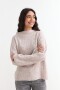 Sweater canalé con mangas oxford BEIGE