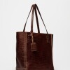 Shopper Vera En Cuero Grabado Croco Red Tabaco