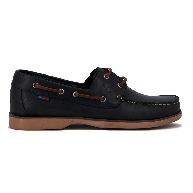 Starsax Hombre Nautico Acordonado Combinado Negro