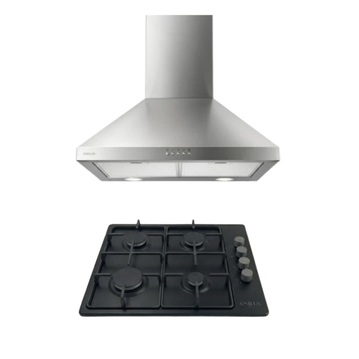 Pack De Campana Extractora Aeris 60CM + Anafe A Gas Vulcano Quad 4 Negro 