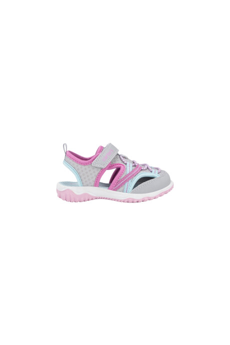 Sandalias deportivas con velcro, tonos gris y rosado Sandalias deportivas con velcro, tonos gris y rosado