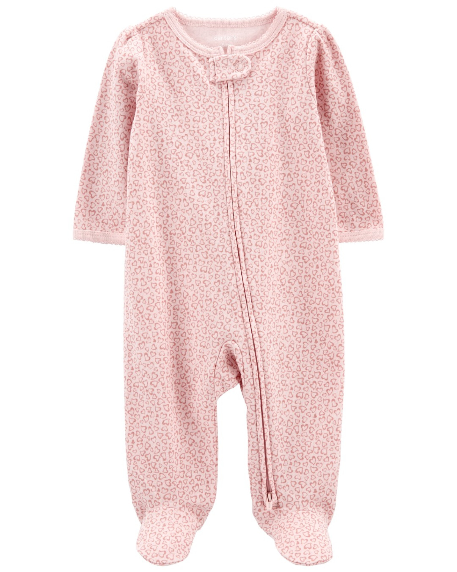 Pijama una pieza de algodón con pie y doble cierre diseño corazones Pijama una pieza de algodón con pie y doble cierre diseño corazones