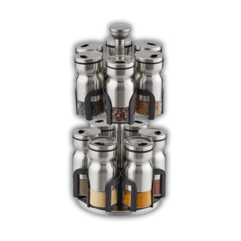 Especiero Redondo Giratorio Organizador Para Cocina Con 12 Frascos De Acero y Vidrio ESP003 Especiero Redondo Giratorio Organizador Para Cocina Con 12 Frascos De Acero y Vidrio ESP003