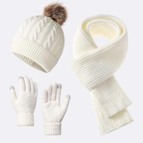 Set Abrigo Essential Winter Tres Piezas Adulto Blanco