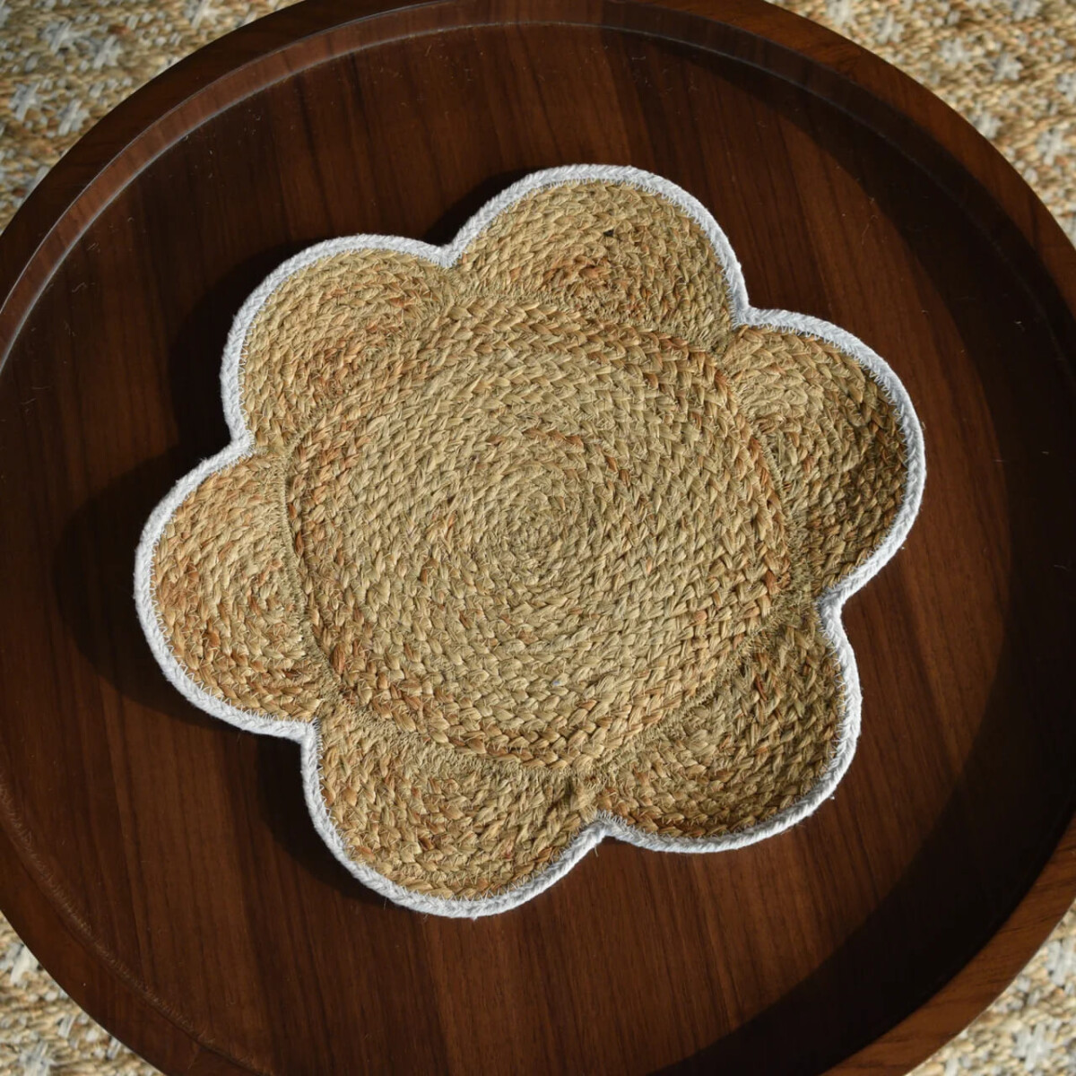 Individual flor de yute - Blanco 