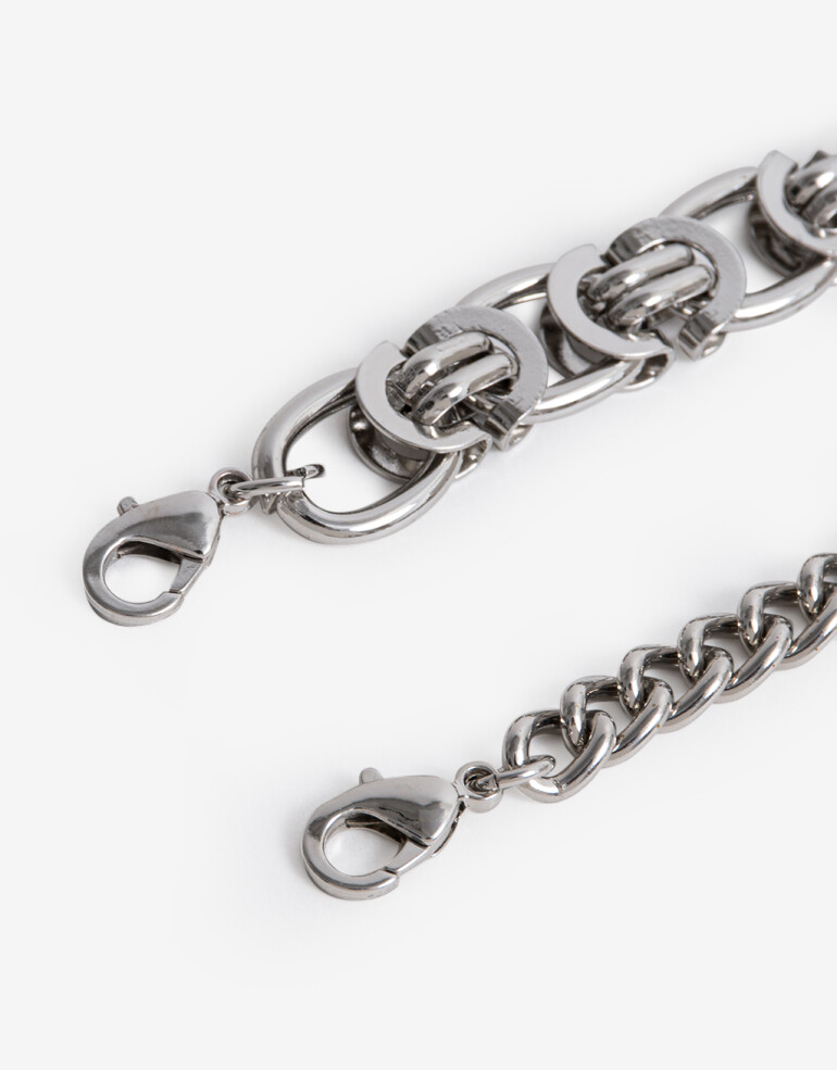 Pulseras Flexibles Sets Metal Set De Pulseras Flexible Cadena - Plateado Rodio