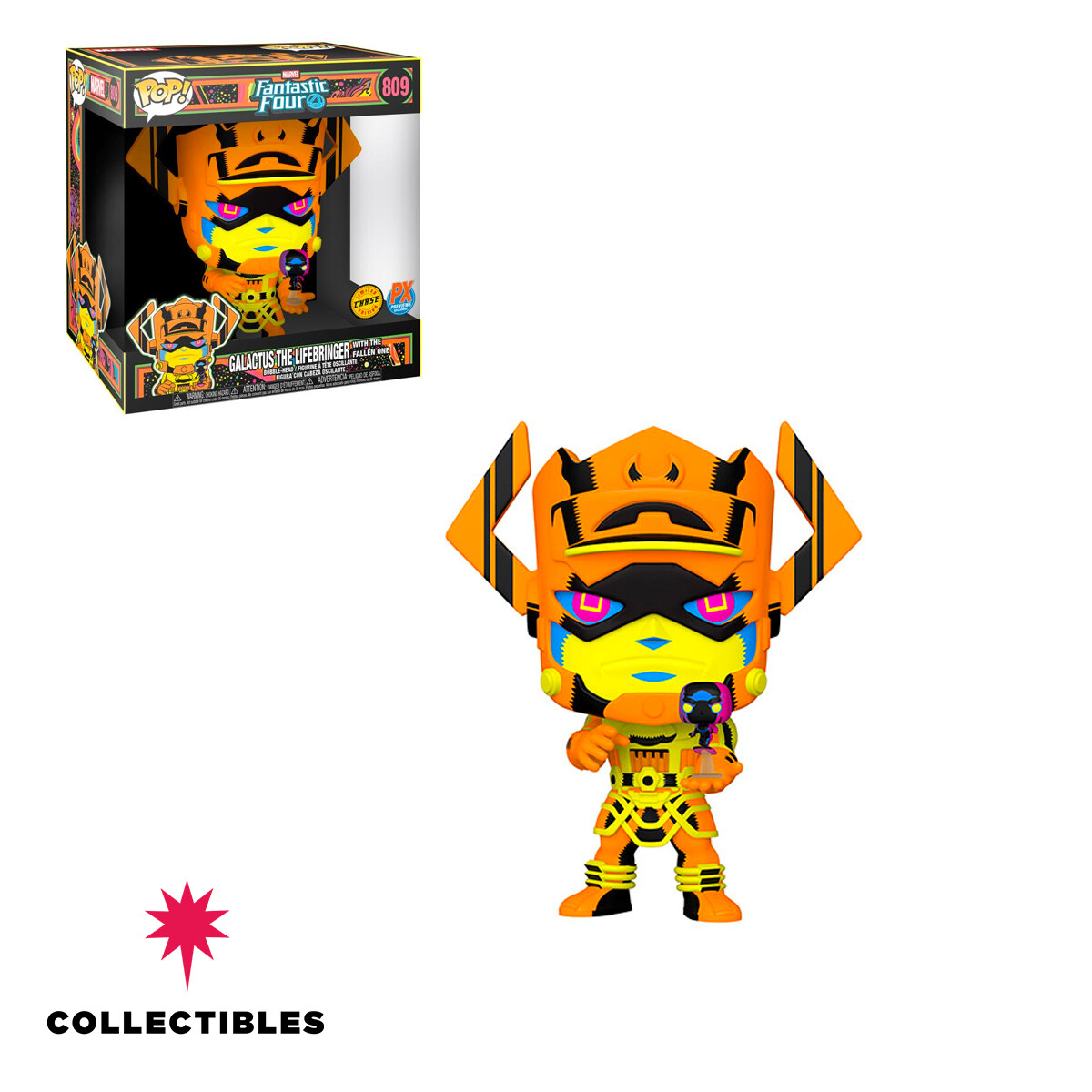 FUNKO POP! MARVEL - GALACTUS WITH SILVER SURFER BLACK LIGHT VERSION 25CM – PREVIEWS EXCLUSIVE. (CHASE) 
