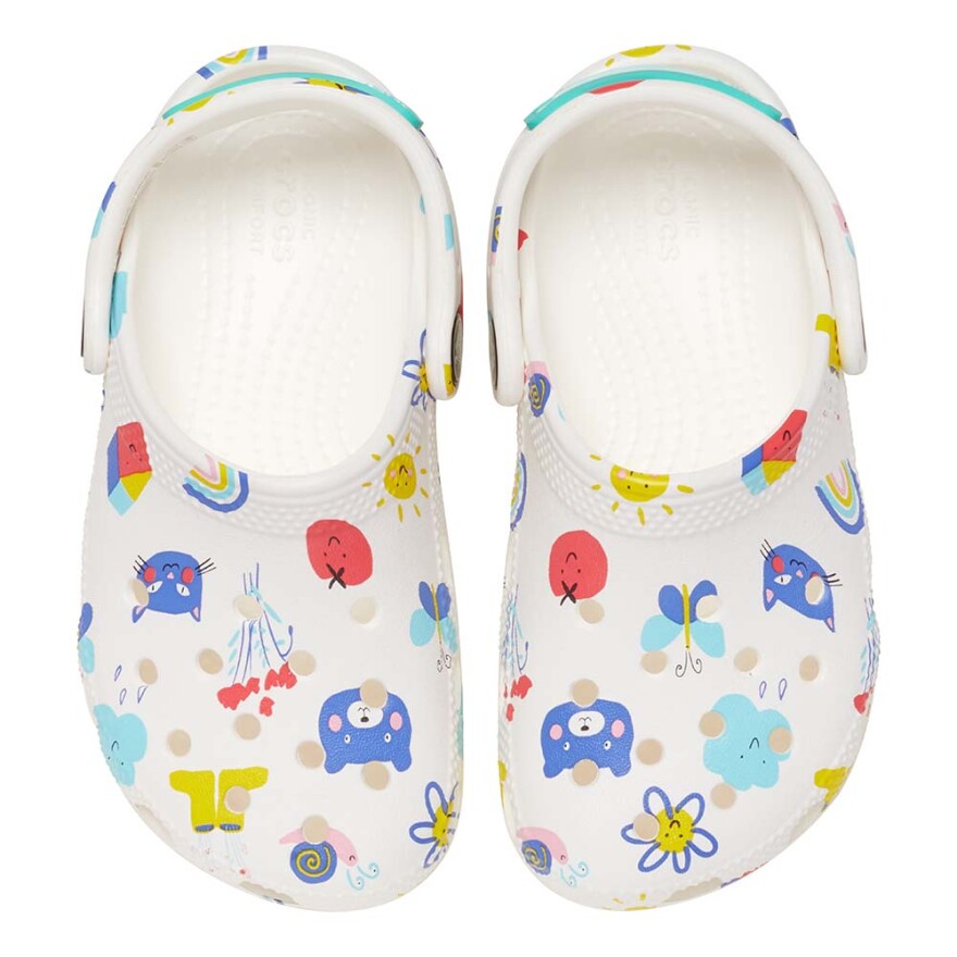 Classic Doodle Print Clog T - Niños White/multi