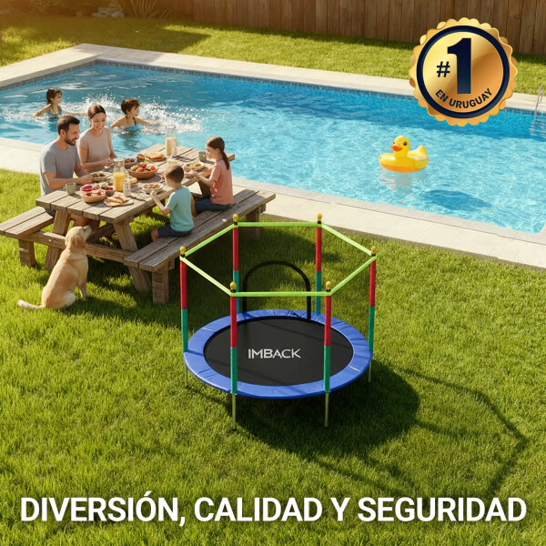 Cama Elastica de 1.40M Trampolin Saltarin con Red Proteccion y refuerzo seguridad IMBACK Color Azul Cama Elastica de 1.40M Trampolin Saltarin con Red Proteccion y refuerzo seguridad IMBACK Color Azul