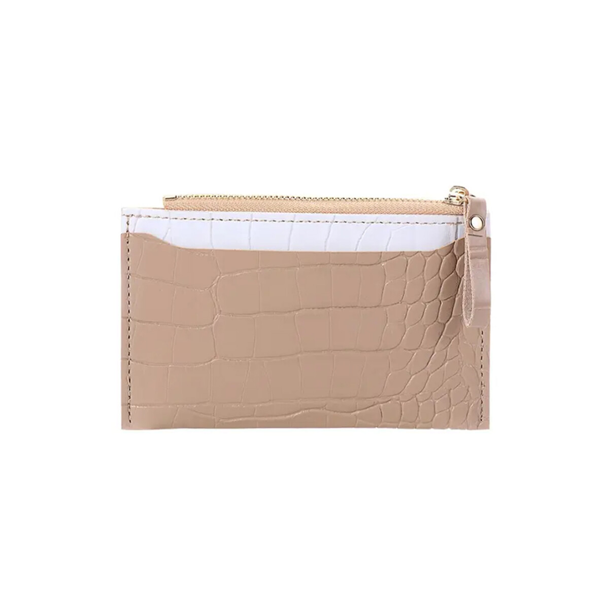 Monedero croco tarjetero bicolor - Beige 