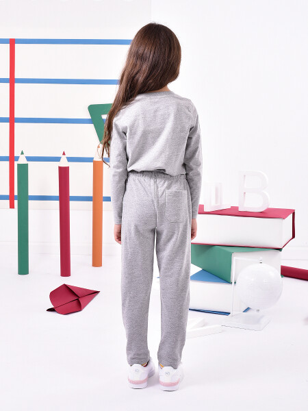 PANTALON DEPORTIVO DE FELPA SIN PUÑO GRIS MELANGE M