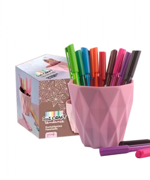 Portalápices plástico trama romboidal ibi craft tendance rosado Portalápices plástico trama romboidal ibi craft tendance rosado
