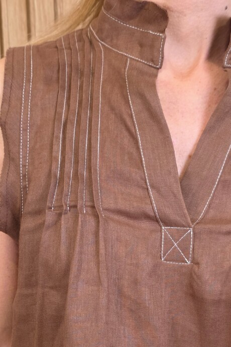 Musculosa Annie Puro Lino Chocolate