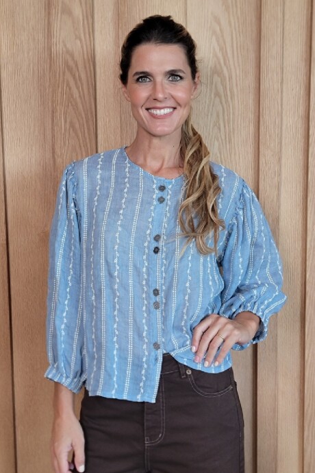 Camisa Melón Broderie Celeste