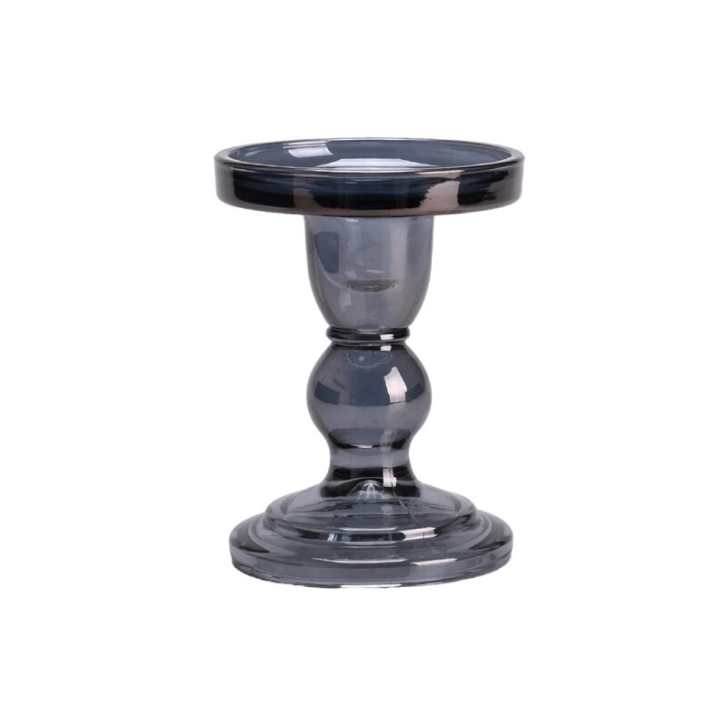 Candelabro Portavelas de Vidrio Color Humo 11,5 cm Candelabro Portavelas de Vidrio Color Humo 11,5 cm