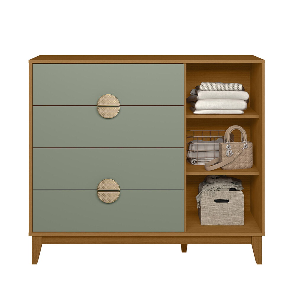 Cómoda cajonera 4 cajones 1 puerta CINAMOMO- VERDE
