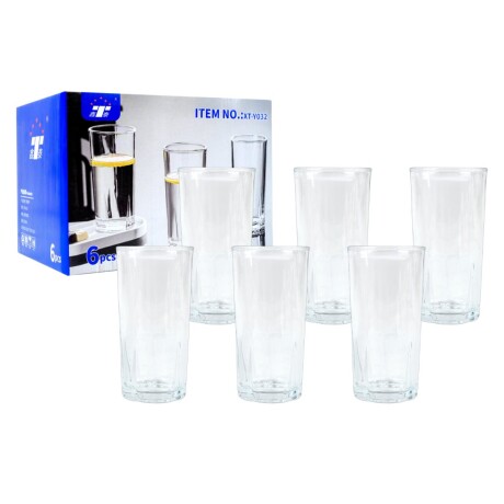 Set de 6 vasos de vidrio base flor 330ml Set de 6 vasos de vidrio base flor 330ml
