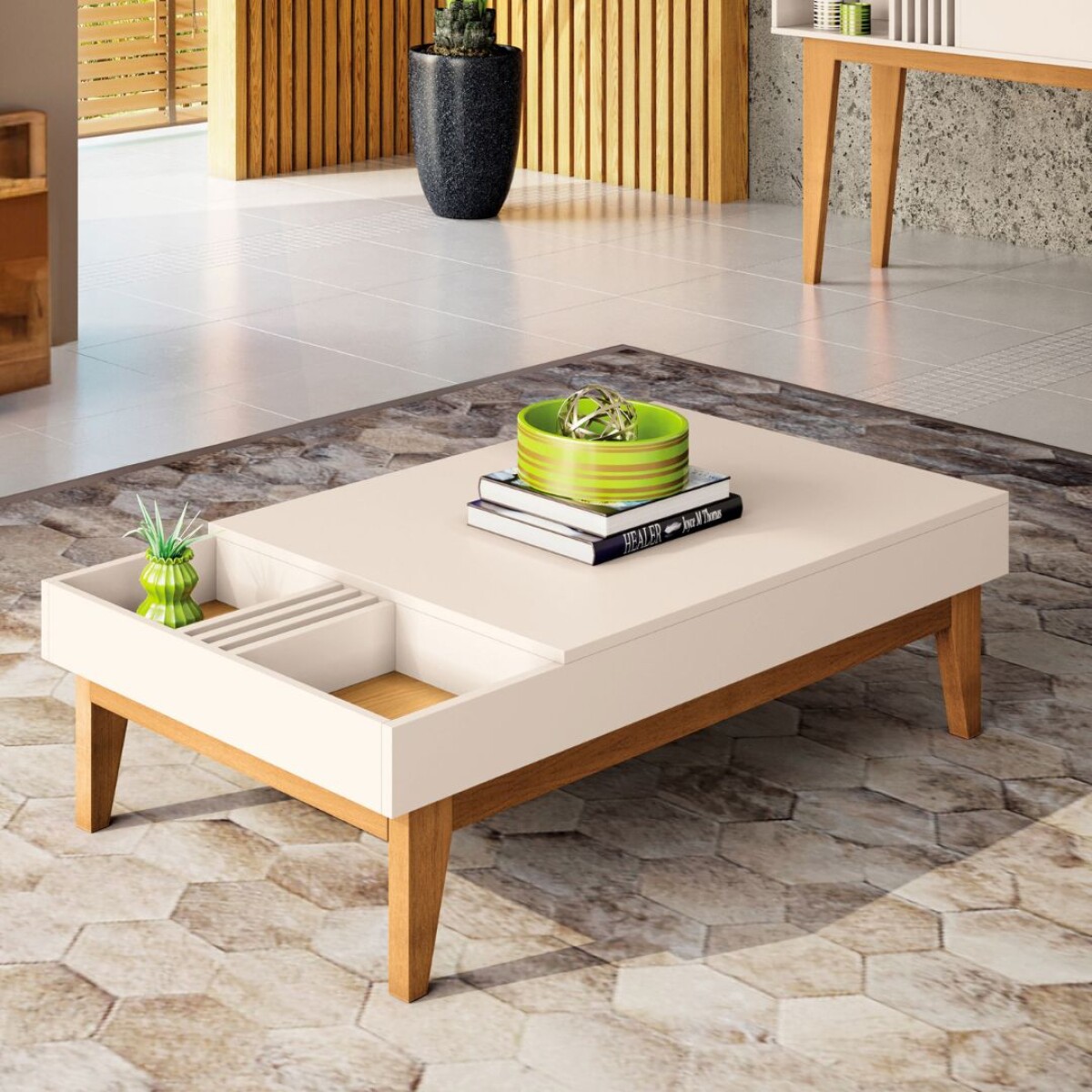 Mesa de centro Vitta - Off white/Nature 
