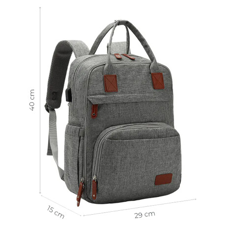 Mochila Maternal Carestino Boston + Cambiador + Estuche Térmico Gris