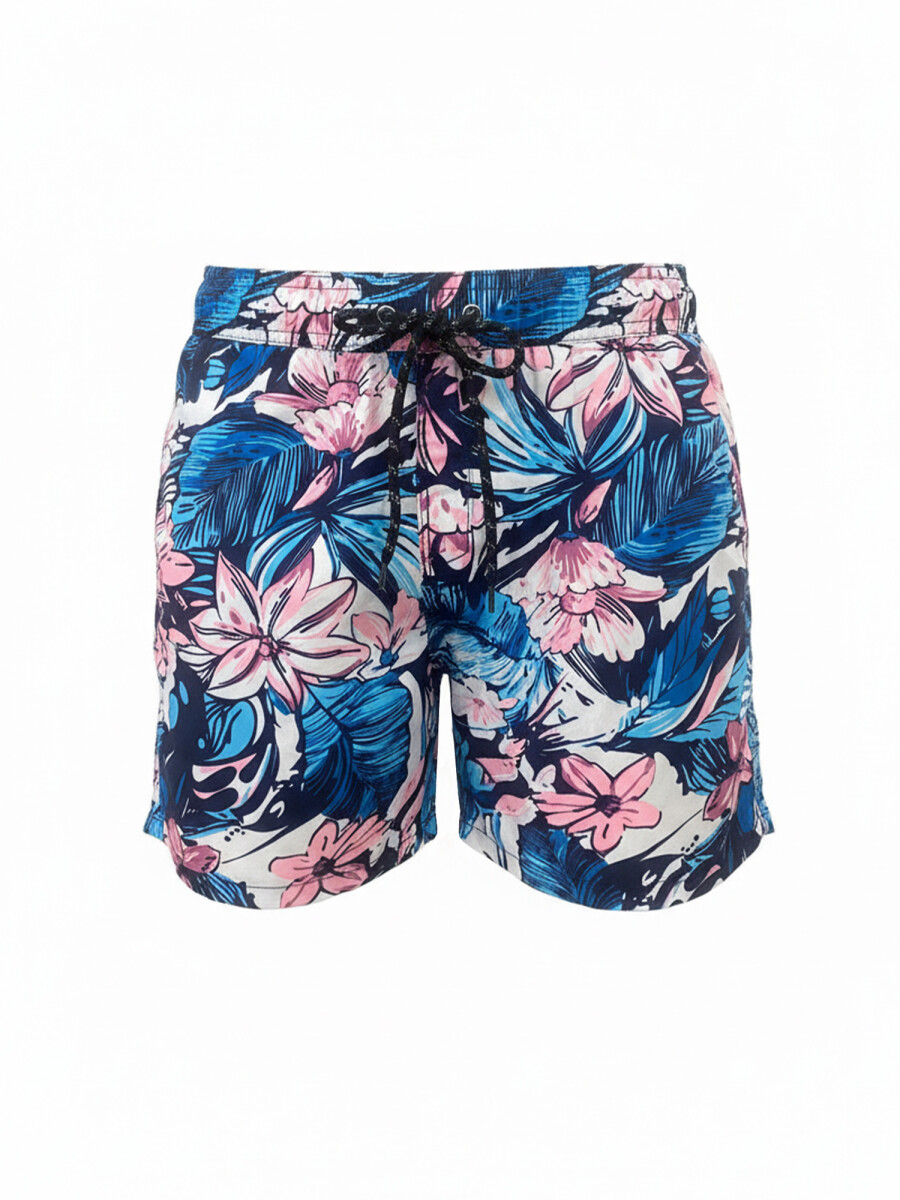 Short de baño estampado - celeste 