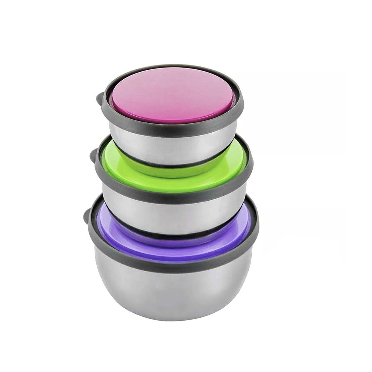 Set 3 bowls con tapa 12 14 y 16 cms BXH023 