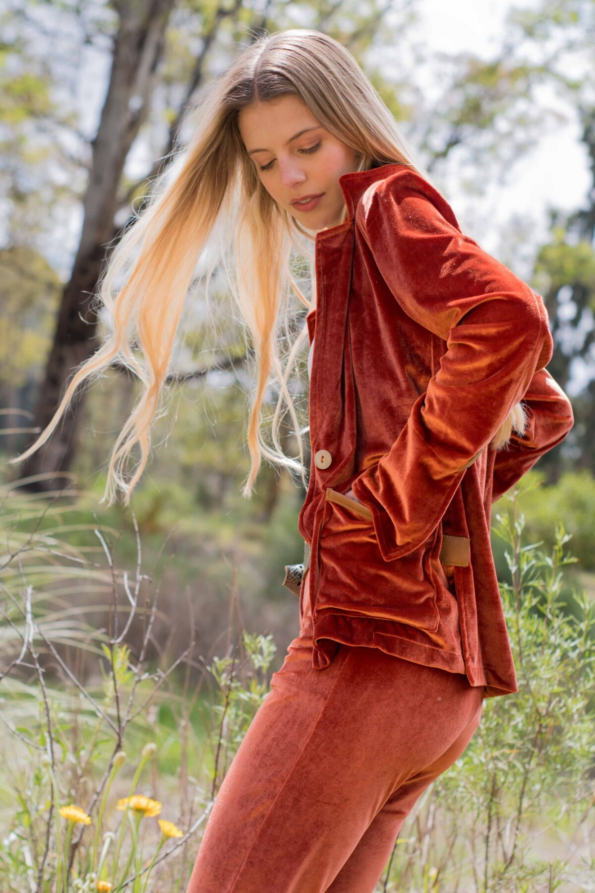 Velvet Suit Blazer Terracota