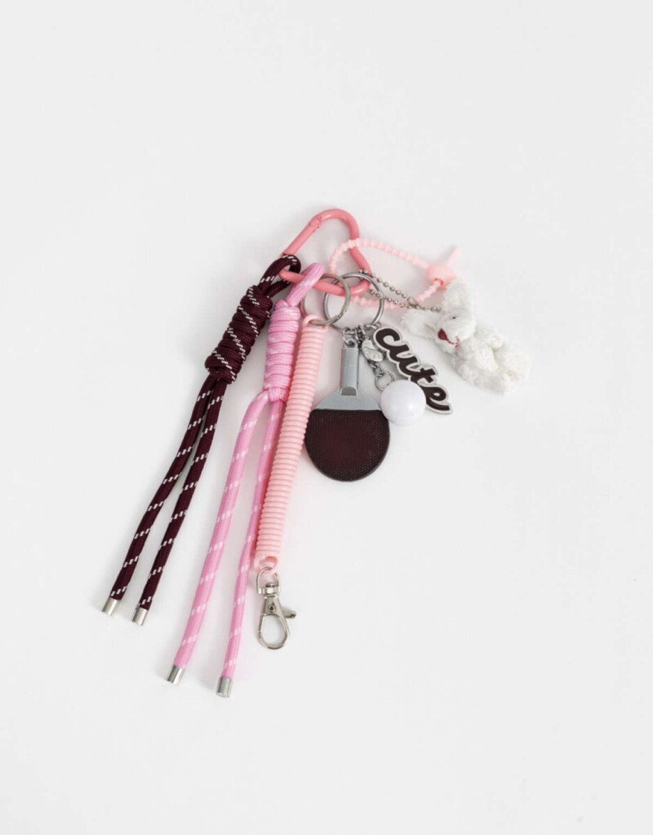 Llavero Y Charm De Conejito De Plush - Rojo Burdeaux 