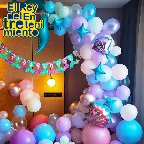 Set Globos N17 Sirena 87p Decoración Arco Cumpleaños Set Globos N17 Sirena 87p Decoración Arco Cumpleaños