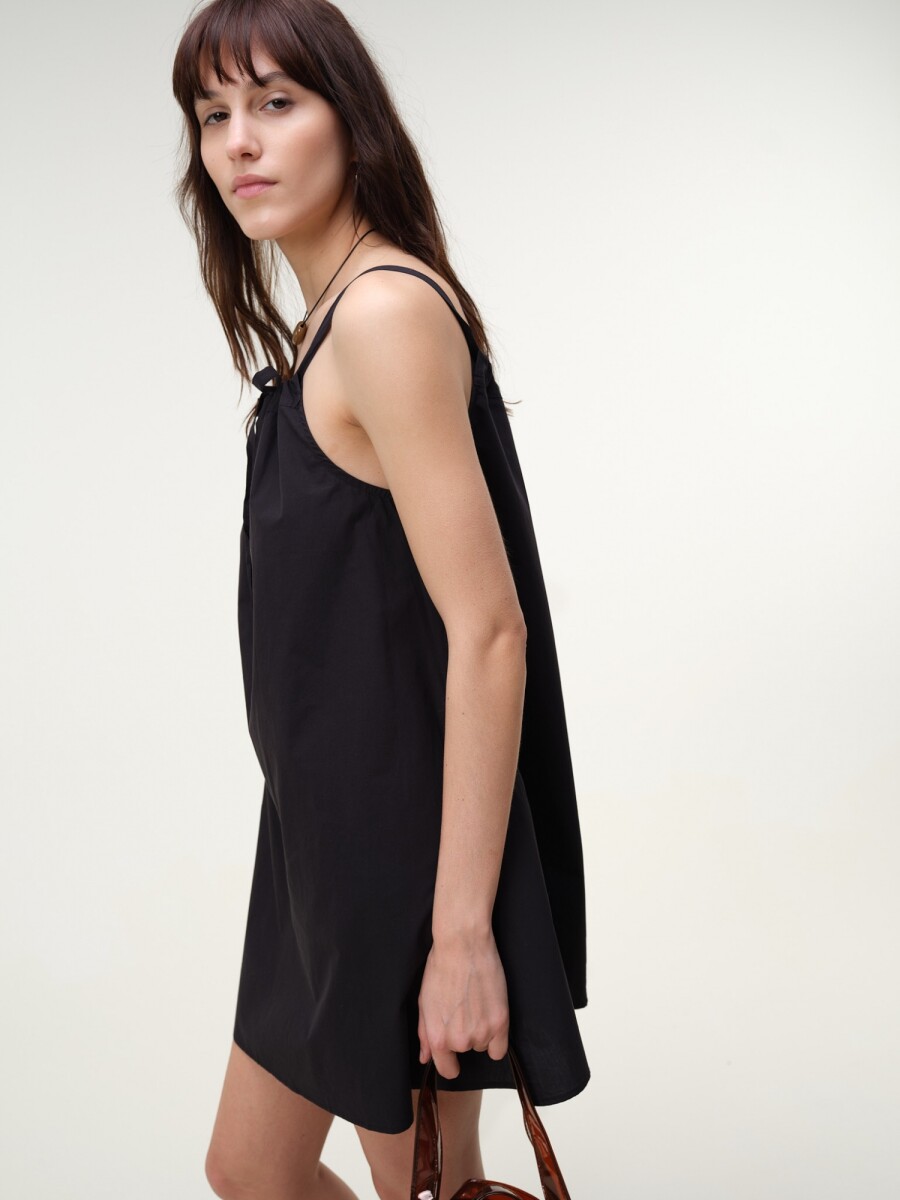 Vestido Corto Popelina - Negro 