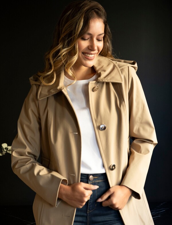 Gabardina Impermeable Capucha BEIGE