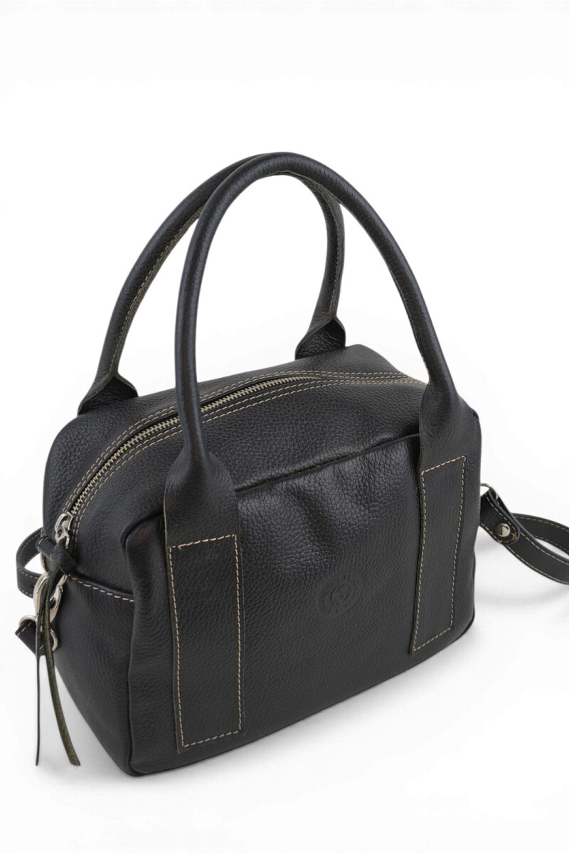 Cartera de Mano y Bandolera 100% Cuero Negro