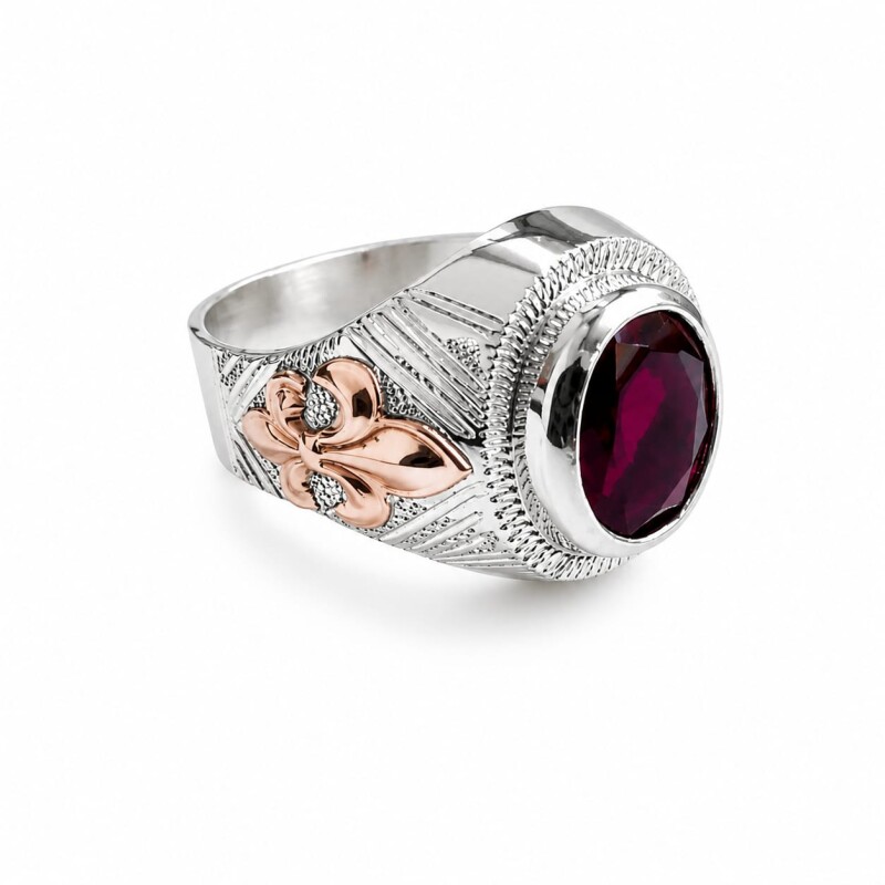 Anillo sello caballero con piedra oval Rubi Anillo sello caballero con piedra oval Rubi