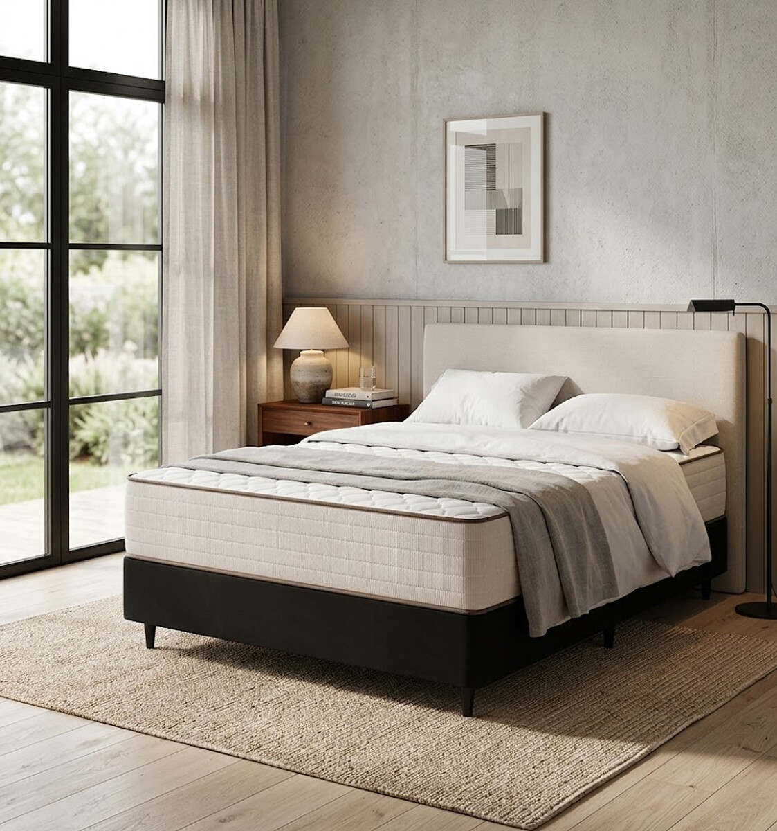 SOMMIER PLAZA Y MEDIA BASE CAMA COLCHÓN DE 100% ESPUMA 