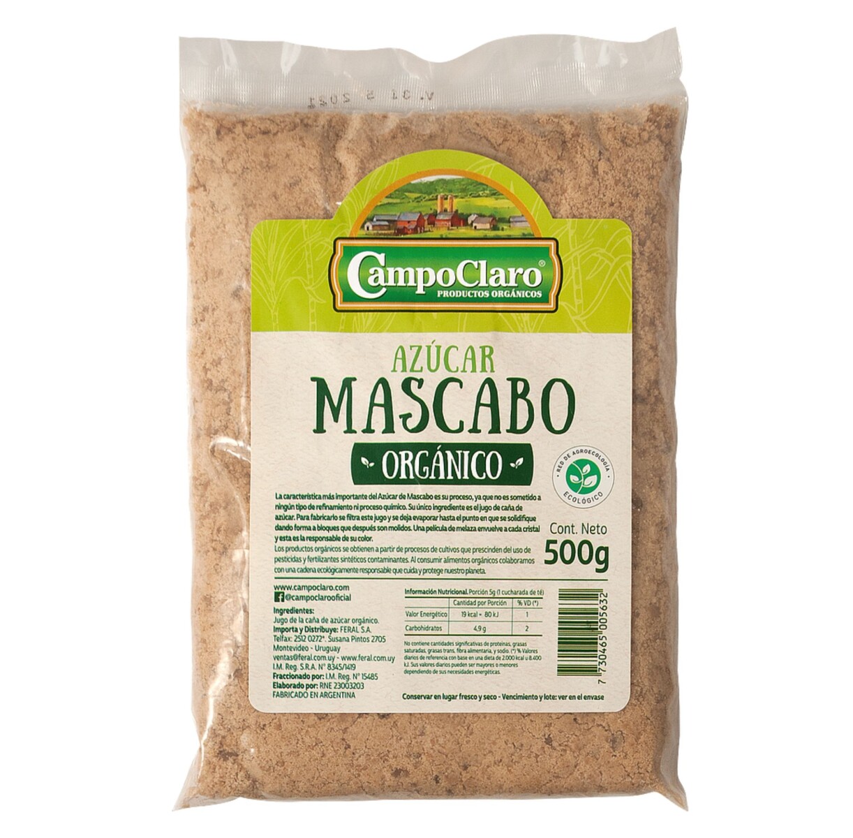 Azúcar mascabo Campo Claro Orgánica 500g 
